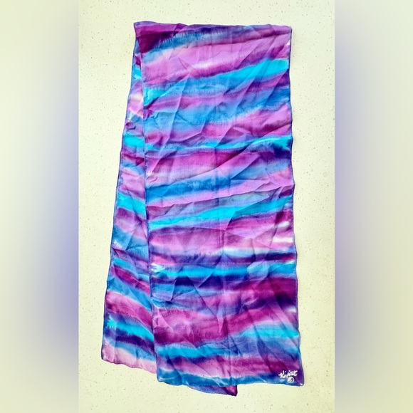 Artisan Signed Silky Scarf 12” x 78” - Picture 3 of 6